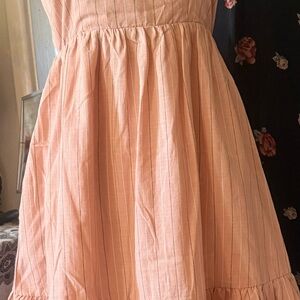 Adorable Peach Striped Casual Dress for Kids